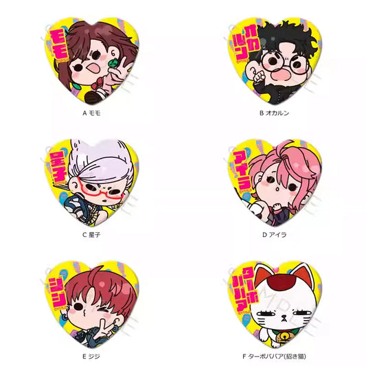 Dandadan Chibi Heart-Shaped Button Badges (6 Styles) – Super Cute Kawaii Anime Pins