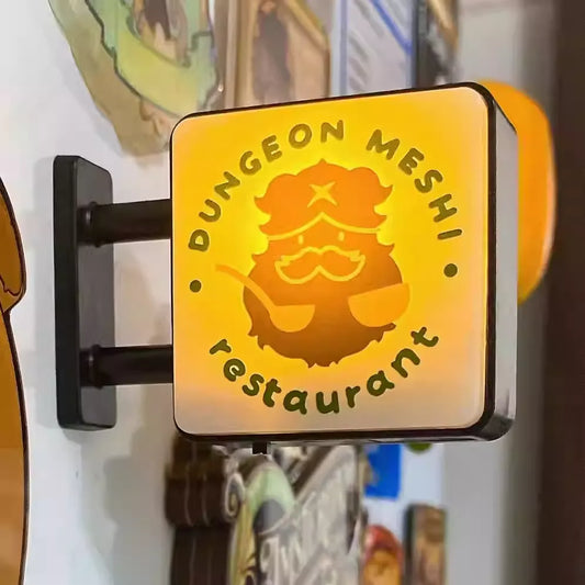 Delicious in Dungeon Senshi's Resto Light-Up Sign – 3-Way Magnetic Standing Plate with Dual-Sided Art