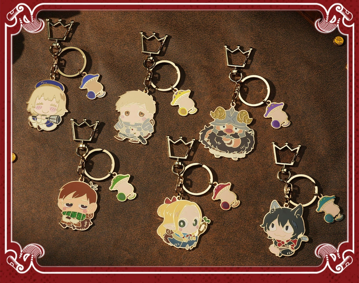 Delicious in Dungeon Chibi Metal Keychain Set - Marcielle, Laios & Senshi | Cute Anime Keyring & Bag Charm