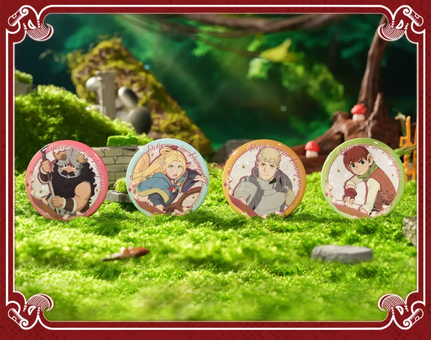 Delicious in Dungeon Dual-Layer Enamel Double Sided Pin Set - Marcielle, Laios, Senshi & Chilchuck