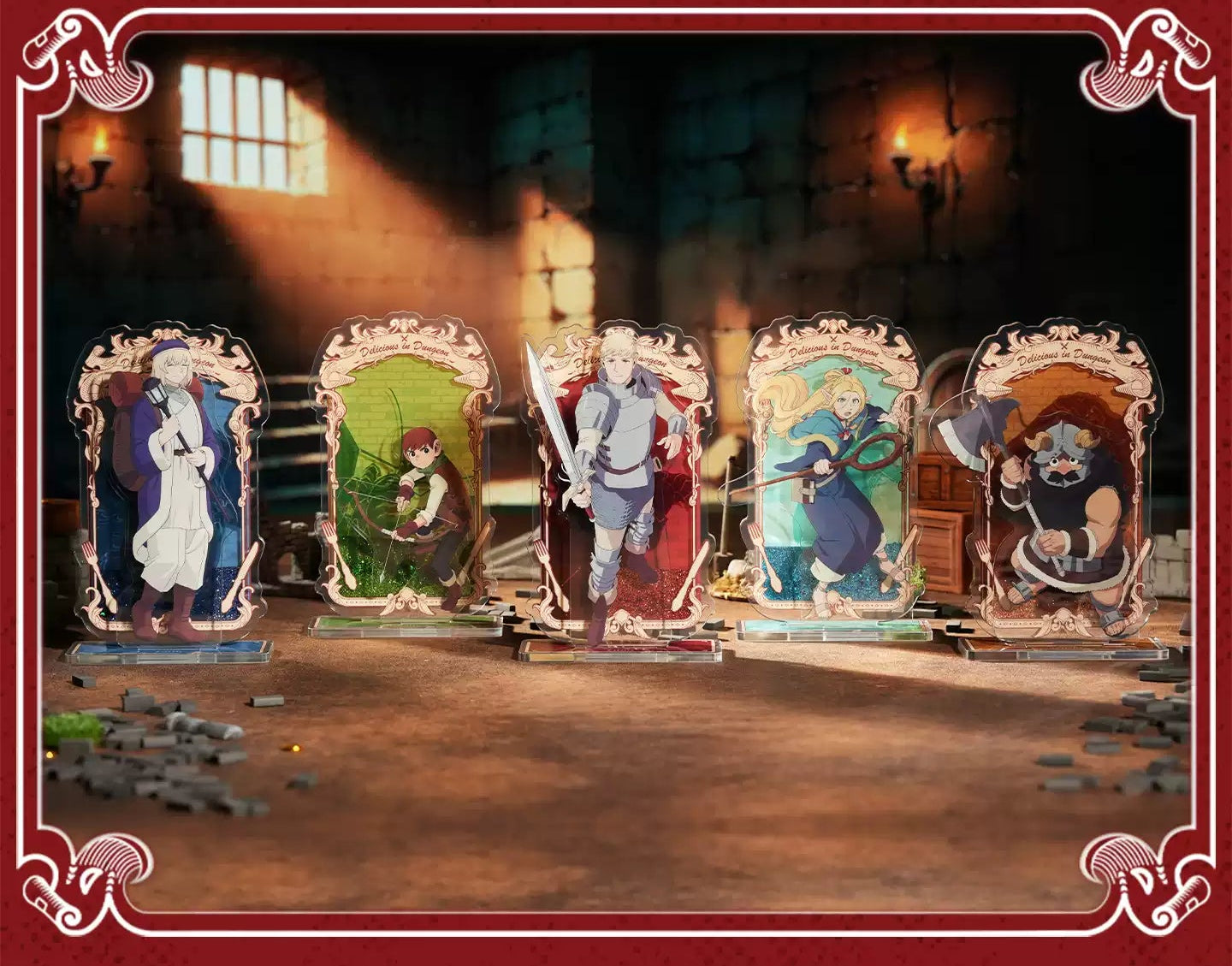 Delicious in Dungeon Liquid Glitter Acrylic Standees - Marcielle, Laios, Falin & Senshi Animated Flow Art