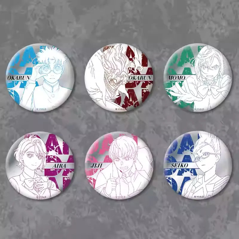 Dandadan Supernatural Badge Blind Box (6 Designs) - Momo & Okarun Mirror Acrylic Pins
