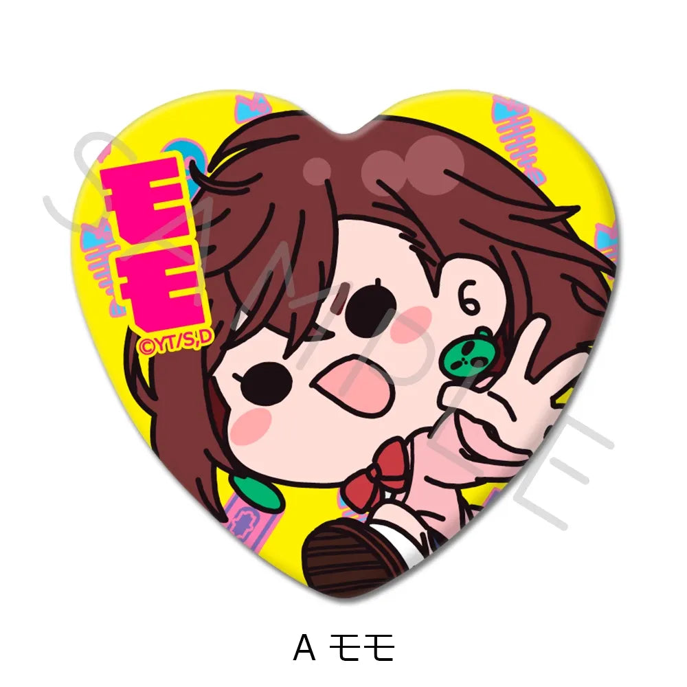 Dandadan Chibi Heart-Shaped Button Badges (6 Styles) – Super Cute Kawaii Anime Pins