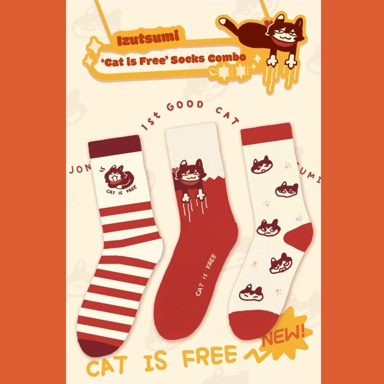 Delicious in Dungeon Izutsumi 'Free Cat' Crew Socks – Mid-Calf Anime Socks (Fits US 5-11)