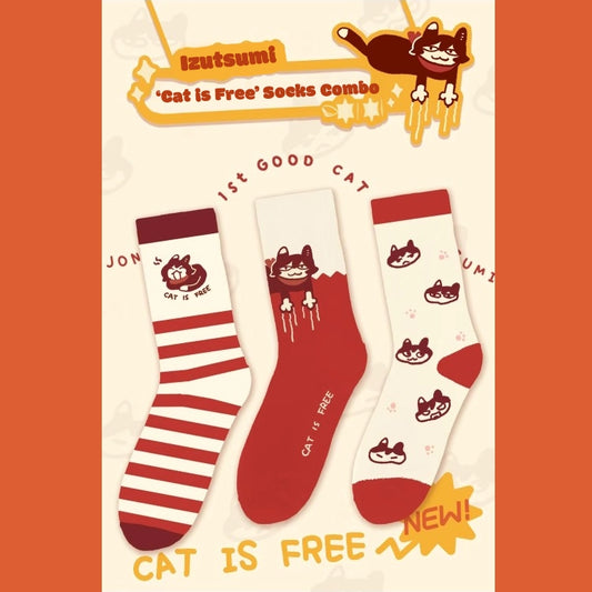 Delicious in Dungeon Izutsumi 'Free Cat' Crew Socks – Mid-Calf Anime Socks (Fits US 5-11)