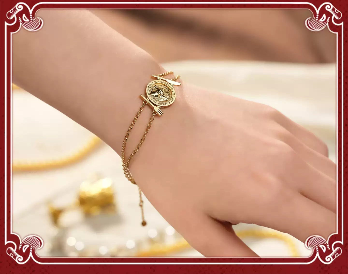 Delicious in Dungeon Coin Bug Bracelet - Marcielle's Gem Insect Jewelry & Gold-Plated Anime(16*210mm)