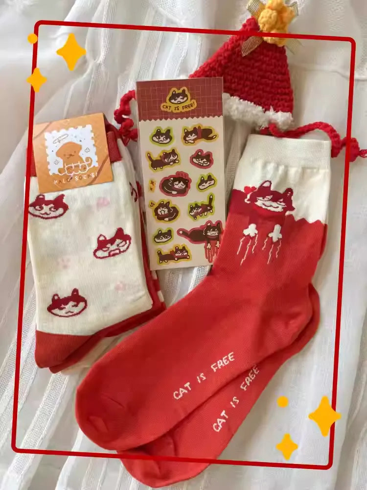 Delicious in Dungeon Izutsumi 'Free Cat' Crew Socks – Mid-Calf Anime Socks (Fits US 5-11)