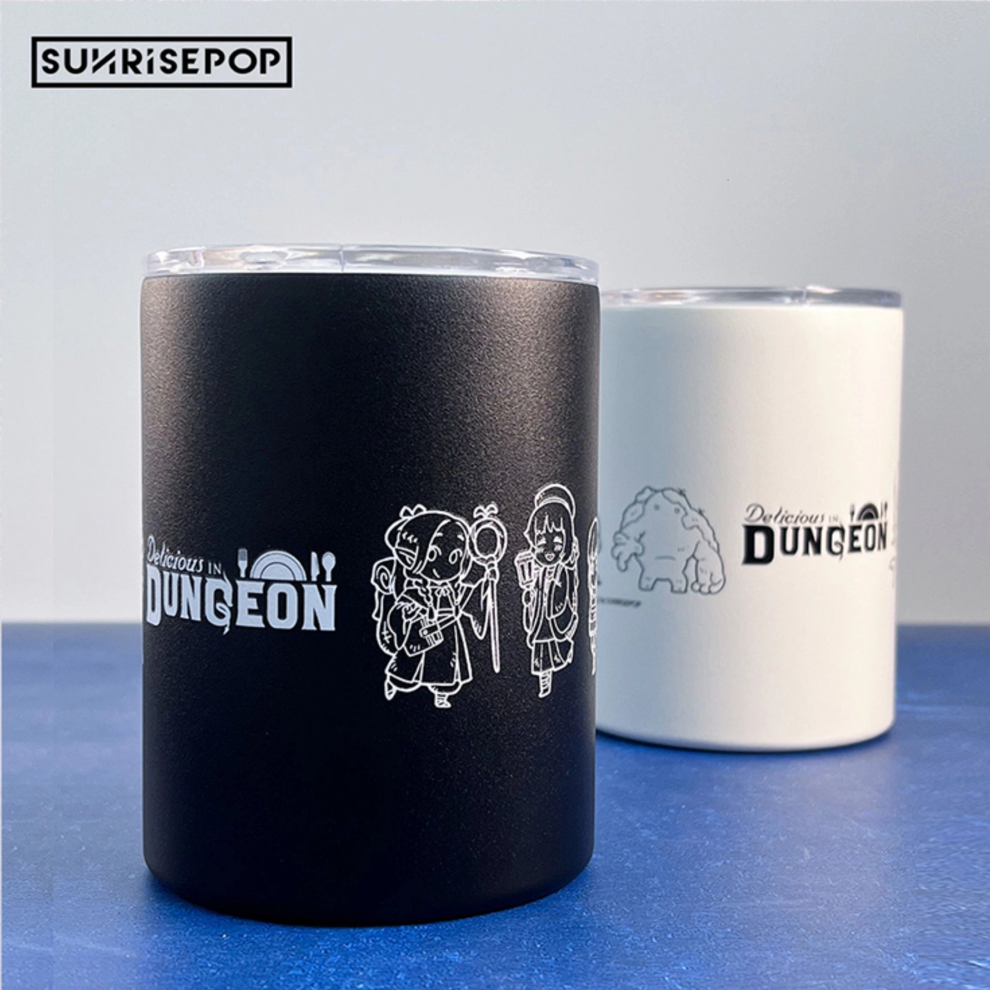 Dungeon Meshi thermos cup black and white