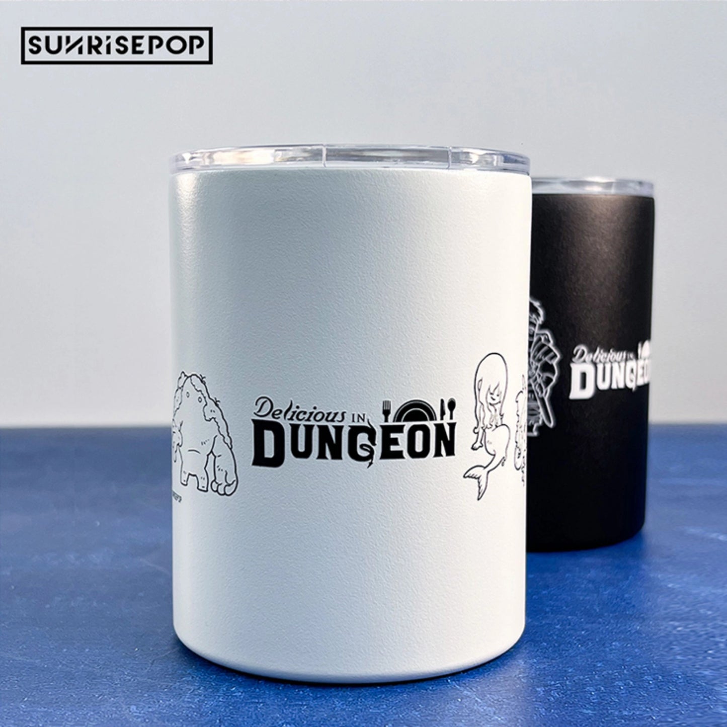 Dungeon Meshi thermos cup black and white